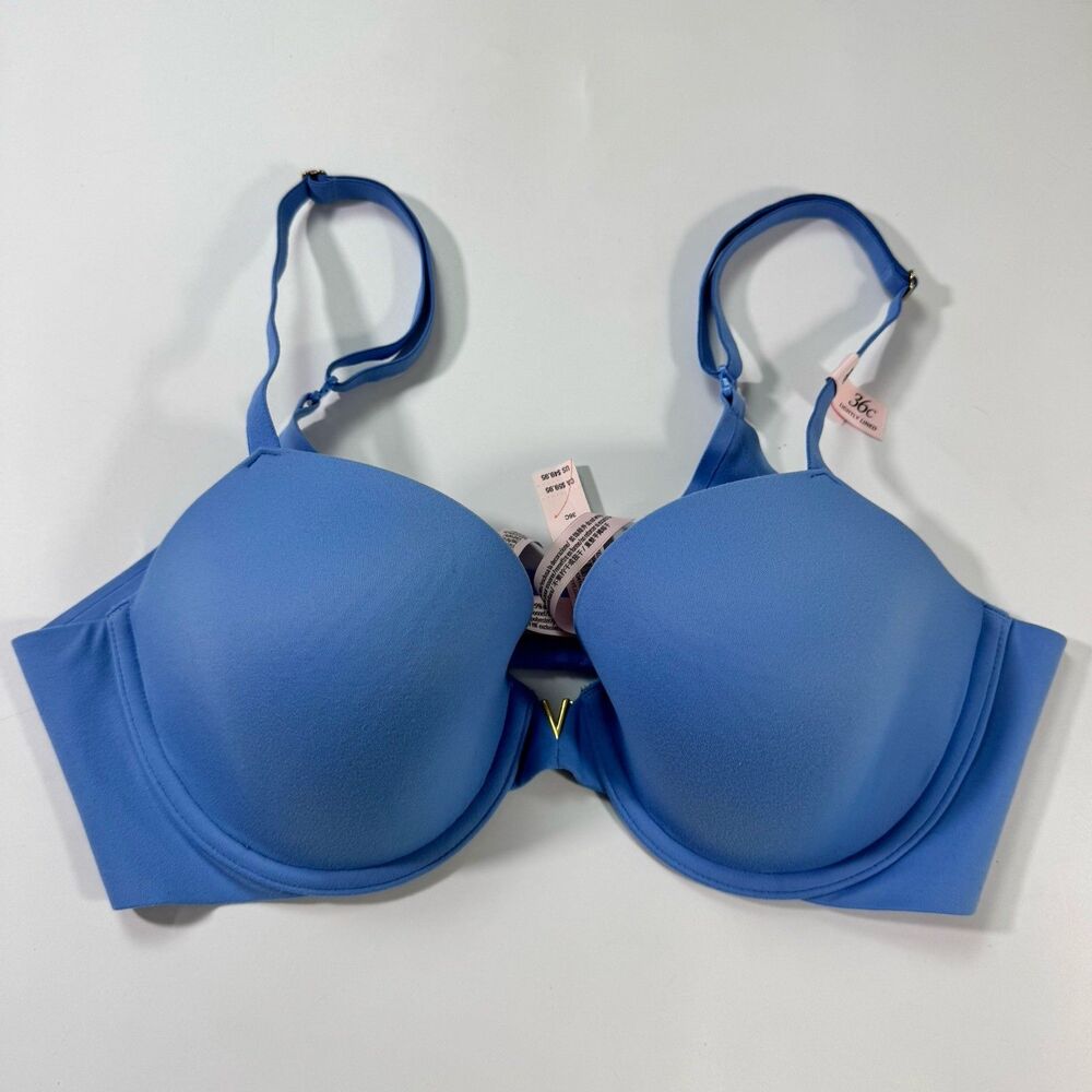 NWT Victoria's Secret Blue Lightly Lined Demi Plunge T-Shirt UW Bra Size 36C